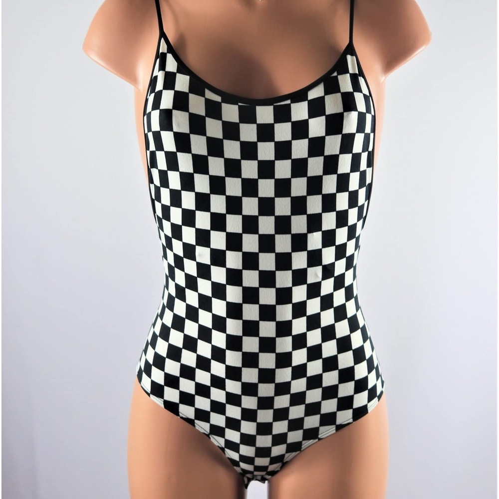 Black and White Checker Print Bodysuit NWT